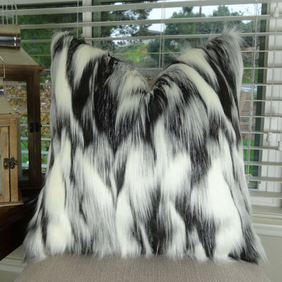 Mercer41 Juan Faux Fur Animal Print Faux Fur Pillows, Animal Print Faux Fur